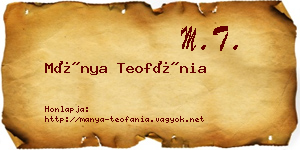 Mánya Teofánia névjegykártya